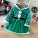 Jacenvly Christmas Dress for Baby Girl Clearance Soft Warm Long Sleeve Shift Dress Casual Cute Christmas and Winter Girls Long Sleeve Patchwork Hooded Children S Dress Christmas Dress Green