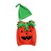 TheFound 2Pcs Infant Toddler Baby Boy Girl Halloween Outfits Velvet Pumpkin Sleeveless Romper Bodysuit Dress+Hat Set
