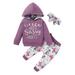 FOCUSNORM 3Pcs Toddler Baby Girls Long Sleeve Hoodie Top Sweatshirt+ Drawstrings Pants 2pcs Fall Winter Clothes