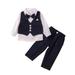 Tosmy Baby Boy Clothing Toddler Outfits 3 Piece Gentleman Suit Bowtie Long Sleeve Shirt + Vest + Pants Set Kids Clothing Set