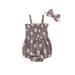 TheFound Newborn Baby Girls Clothes Cotton Linen Sleeveless Strap Romper Daisy Print Ruched Jumpsuit Headband Summer Outfits