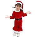 Quealent Girls Childrenscostume Female Big Kid Kids Outfits Kids Toddler Girl Christmas Clothes Long Sleeve Cute Shirt Pants Bell Bottoms Outfits (Red 5-6 Years)