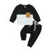 Xkwyshop Contrast Color Long Sleeve Sweatshirt and Sweatpants Set for Baby Boys