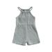 Canrulo Toddler Baby Girls Summer Clothes Sleeveless Ribbed Romper Jumpsuit Bodysuit Overalls Shorts Casual Outfits Gray 12-18 Months