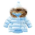 HBYJLZYG Hoodies Padded Coat Lightweight Puffer Jacket Winter Child Kids Furry Collar Solid Color Hoodie Zipper Keep Warm Jacket Clothes