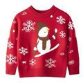 Quealent Boys Sweater Male Big Kid Clothes for Boys Age 4-7 Toddler Boys Girls Winter Long Sleeve Christmas Cartoon Snowman 6-9 Month Boy (Red 3-4 Years)