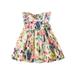 TheFound Infant Baby Girls Summer Boho Dresses Casual Fly Sleeve Round Neck Floral Print Party Princess Dress