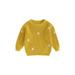 Canrulo Newborn Infant Toddler Baby Girls Knitted Sweater Floral Embroidery Casual Long Sleeve Pullover Knitwear Warm Clothes Dark Yellow 3-4 Years