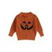 Canrulo Infant Toddler Baby Girl Boy Halloween Knitted Sweater Pumpkin/Skull Print Casual Long Sleeve Pullover Knitwear Orange 3-4 Years