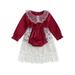 TheFound Newborn Baby Girls Velvet Romper Long Sleeve Doll Collar Lace Bodysuit Dress Fall Clothes