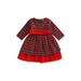 Canrulo Toddler Baby Girls Christmas Dress Long Sleeve Plaids Print Mesh Zipper High Waist Princess Party Dress Red 12-18 Months