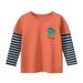 Children s Cartoon Long Sleeve Striped Fall Boys Long Sleeve T Shirt Base Baby Clothes Orange 5 Years-6 Years