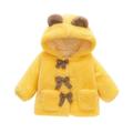 QUYUON Infant Baby Fleece Jacket Winter Warm Fleece Lined Cardigans Toddler Baby Girls Hooded Fuzzy Fleece Jackets with Pockets Outerwear Coat Newborn Long Sleeve Hoodie Jacket Yellow 6-12 Months