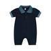 aturustex Baby Jumpsuit with Contrast Color Boxer Short Sleeves and Lapel Design