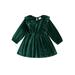 Bmnmsl Baby Girl Dress Ruffle Long Sleeve Round Neck Toddler Velvet Dress