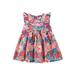 TheFound Infant Baby Girls Summer Boho Dresses Casual Fly Sleeve Round Neck Floral Print Party Princess Dress