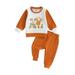 TheFound Toddler Baby Girls Boys Halloween Outfits Pumpkin Letter Embroidery Long Sleeve Sweatshirt and Long Pants 2Pcs Clothes