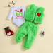 Simplmasygenix Christmas Baby Sets Clearance Toddler Baby Christmas Bodysuit With Romper Overalls Set Crew Neck Furry Waistcoat Pants Three-piece Suit