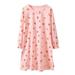 Toddler Girls Cotton Dress Nightgown Crewneck Long Sleeve Strawberry Print Pajamas Dresses Loose Causal Homewear Nightdress for Kids 2-12 Years