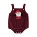 Canrulo Newborn Baby Girl Boy Christmas Romper Sleeveless Cartoon Print Bodysuit Jumpsuit Clothes Wine Red Santa 3-6 Months