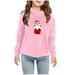 Honeeladyy Kids Fleece Sweatshirts Soft Christmas Print Warm Pullover Shirt Long Sleeve Crew Neck Hooded Sweatshirts for Boys and Girls #Pd-Birthday Gifts