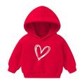 Lovskoo 2-7 Years Baby Clothes Toddler Baby Boy s Girl s Hoodie Children s Casual Heart Print Sweatshirt for The Baby Gift Red