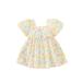 Luethbiezx A-Lined Dress with Square Neck and Floral Print for Girls featuring Short Sleeves