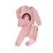 Calsunbaby Stylish Baby Girls 2-piece Outfit featuring Long Sleeve Rainbow Sweatshirt and Sweatpants