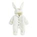 Baby Boy Girl Lamb Wool Onesie Cute Bunny Ears Hooded Rompers Winter Warm Cosplay Jumpsuits