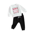 Hirigin Make Valentine s Day Special with Boys Letter Print Pullover and Drawstring Pants Sets
