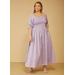 Plus Size Shirred Linen Blend Maxi Dress