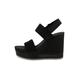 Calvin Klein Damen Sandaletten PLATEAU-WEDGES mit Leder, schwarz, Gr. 37EU