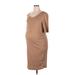 H&M Mama Casual Dress - Sheath Scoop Neck Short sleeves: Brown Print Dresses - Women's Size X-Large Maternity