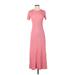 Zara Cocktail Dress - A-Line High Neck Short sleeves: Pink Solid Dresses - Women's Size Small
