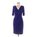 Lauren by Ralph Lauren Casual Dress - Sheath Cowl Neck Short sleeves: Purple Solid Dresses - Women's Size 6