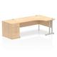 Impulse 1800 Right Crescent Desk Maple Cantilever Leg + Desk High Ped