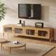 1980mm Natural Wood Acrylic Door TV Stand Modern Rectangle Media Console Stainless Steel