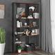 2000mm Industrial Black Walnut Etagere Bookshelf Display Shelving Tall Book Shelf in Ste