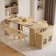 Modern Natural Extendable Dining Table with 4 Chairs Rectangle Storage Sideboard