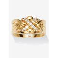 Women's .27 Tcw Round Cubic Zirconia 14K Yellow Gold-Plated Puzzle Ring by PalmBeach Jewelry in Gold (Size 9)