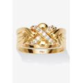 Women's .27 Tcw Round Cubic Zirconia 14K Yellow Gold-Plated Puzzle Ring by PalmBeach Jewelry in Gold (Size 8)