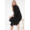 Sommerkleid SENSES.THE LABEL, Damen, Gr. XXL, US-Größen, schwarz, Material: 100% Baumwolle, unifarben, casual, regular fit lang, hoch geschlossener Ausschnitt, 3/4-Ärmel eingesetzt 1-Knopf-Manschette, Kleider, aus Baumwolle