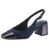 Slingpumps MARCO TOZZI, Damen, Gr. 39, blau (navy), Textil, Lederimitat, Veloursleder, klassisch, Schuhe, Abendschuh, Sommerschuh, Blockabsatz, in modischer Karreeform