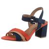 Sandalette MARCO TOZZI, Damen, Gr. 39, blau (navy kombiniert), Textil, Veloursleder, modisch, Schuhe, Blockabsatz, Sommerschuh, Sandale mit verstellbarem Fesselriemchen