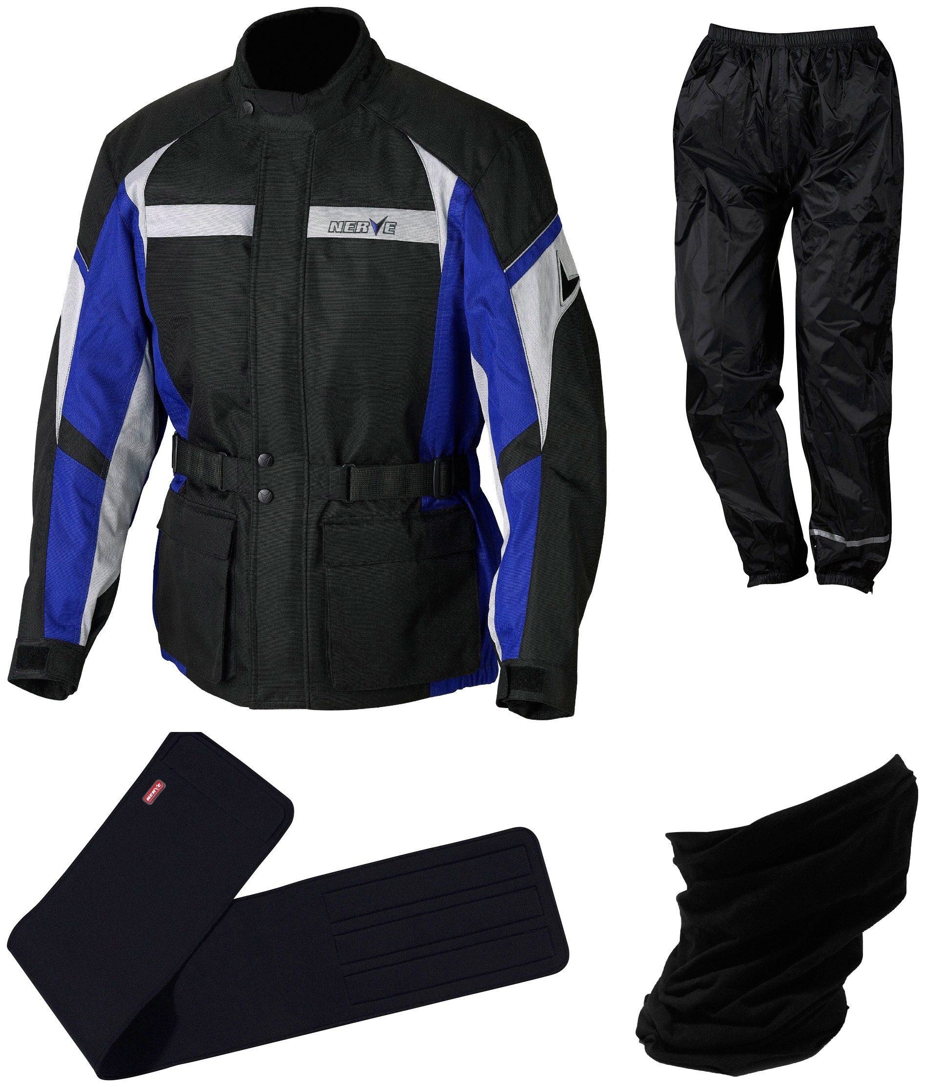 Motorradkombi NERVE "NERVE Set" Gr. M, schwarz (schwarz, blau), Overalls, Damen, M, N-Gr, Obermaterial: 100% Polyester. Innenseite: 100% Polyester