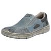 Slipper RIEKER, Herren, Gr. 45, blau (blau, grau), Leder, sportlich, Schuhe, Halbschuh, Freizeitschuh mit seitlichem Gummizug für guten Sitz