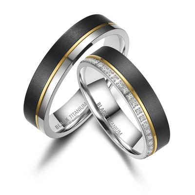 Partnerring MARRYA "BLACK TITANIUM by MARRYA" Gr. 66, schwarz (herren ring, schwarz, gold, silber), Fingerringe, Damen, 66, Titan Image