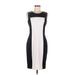 Calvin Klein Casual Dress - Sheath: White Color Block Dresses - Women's Size 6