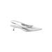 Zara Heels: Slip-on Kitten Heel Glamorous Silver Solid Shoes - Women's Size 39 - Pointed Toe