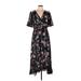 American Rag Cie Casual Dress - Wrap: Black Floral Dresses - Women's Size X-Large